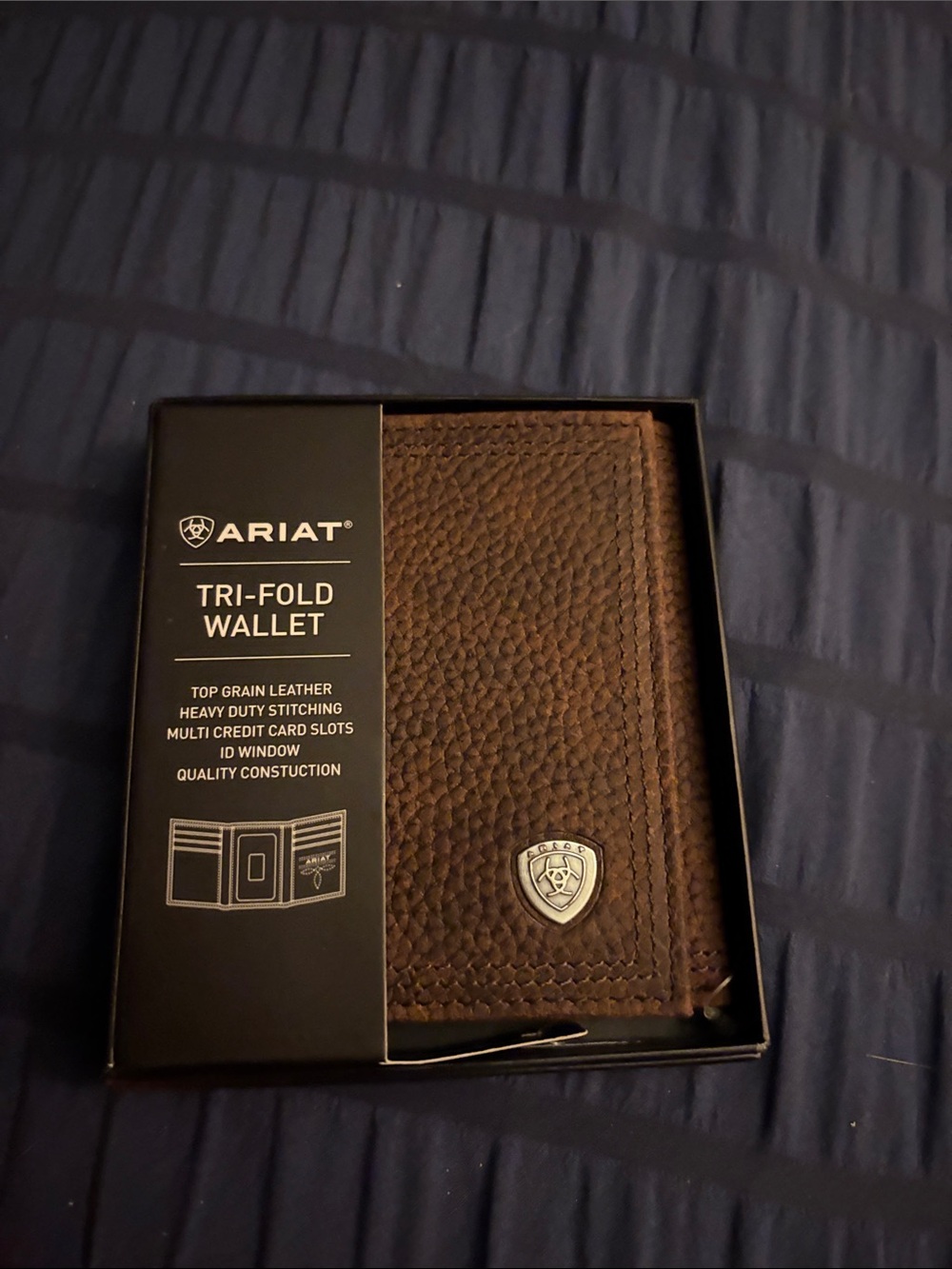 Ariat Brown Tri-Fold Leather Wallet